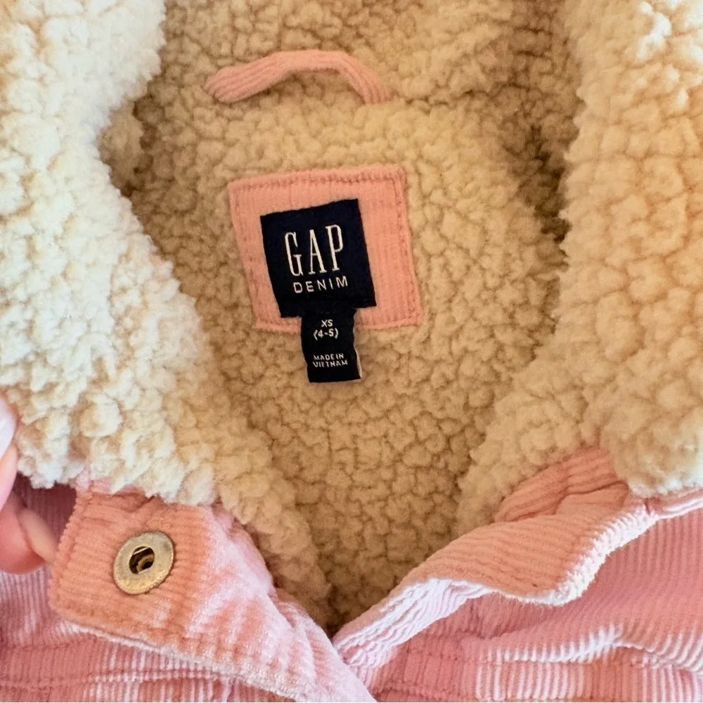 GAP Girls Pink Corduroy Sherpa Collar Jean Jacket